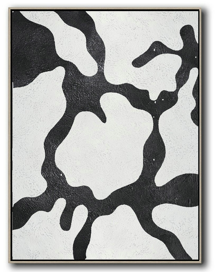 Extra Large 72" Acrylic Painting,Black And White Minimal Painting On Canvas - Home Decor Canvas